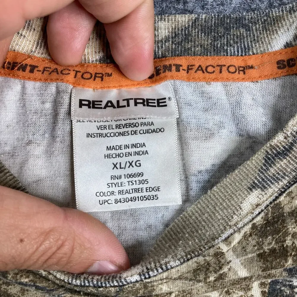 Realtree T-Shirt Mens XL Camo Short Sleeve Hunting Scent‎ Factor Logo